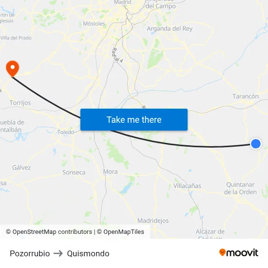 Pozorrubio to Quismondo map