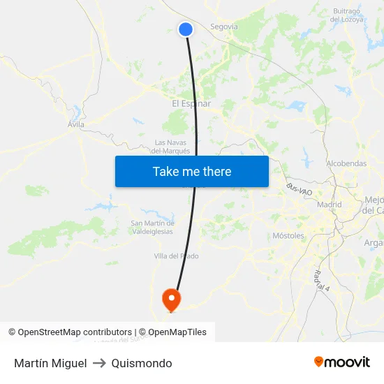 Martín Miguel to Quismondo map