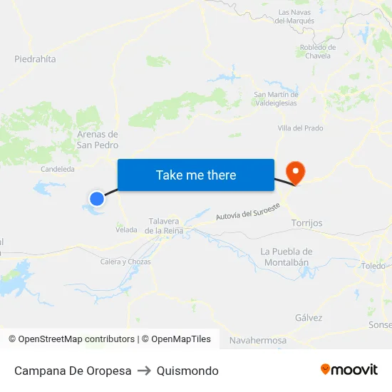 Campana De Oropesa to Quismondo map