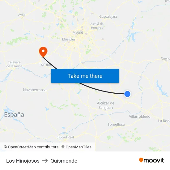 Los Hinojosos to Quismondo map