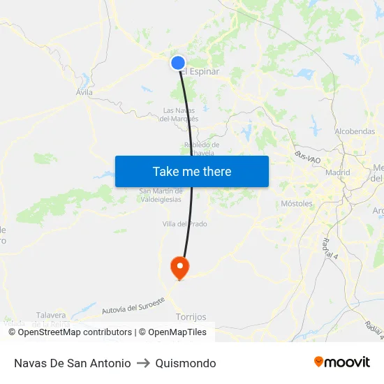 Navas De San Antonio to Quismondo map