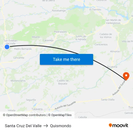 Santa Cruz Del Valle to Quismondo map