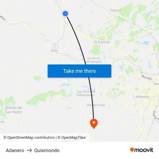 Adanero to Quismondo map