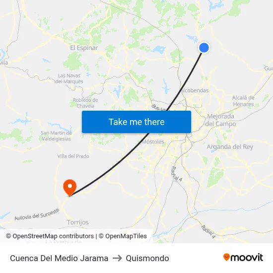 Cuenca Del Medio Jarama to Quismondo map