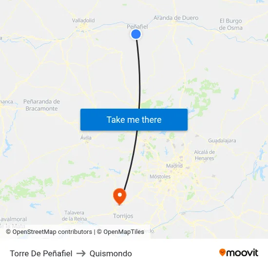 Torre De Peñafiel to Quismondo map