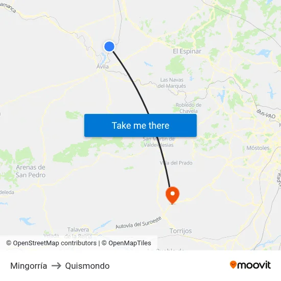 Mingorría to Quismondo map