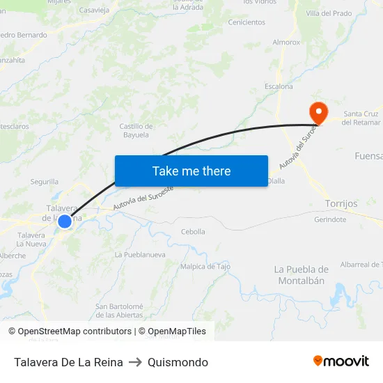 Talavera De La Reina to Quismondo map