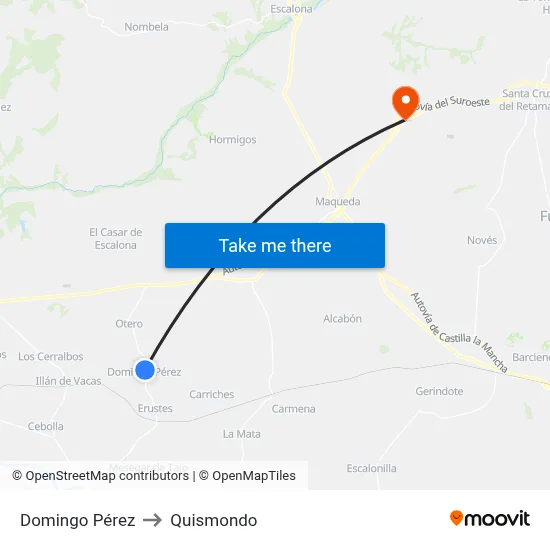 Domingo Pérez to Quismondo map