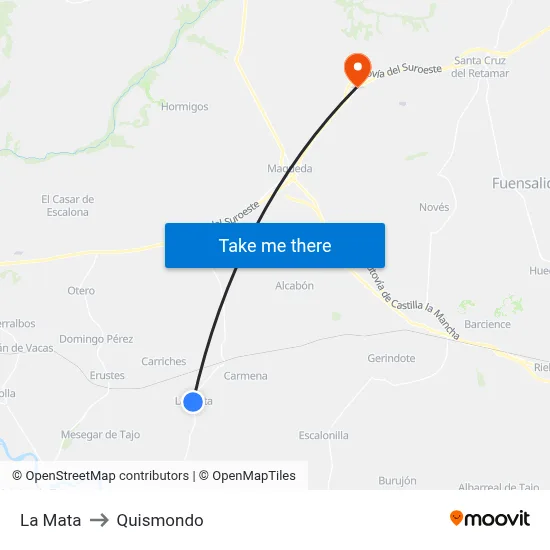 La Mata to Quismondo map