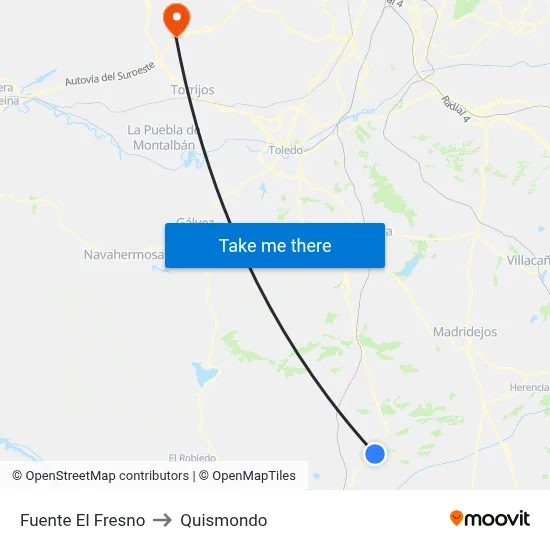 Fuente El Fresno to Quismondo map