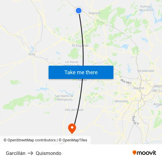Garcillán to Quismondo map