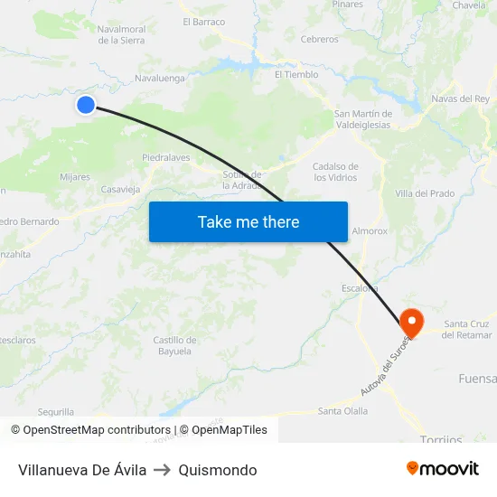 Villanueva De Ávila to Quismondo map