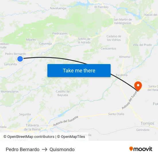 Pedro Bernardo to Quismondo map