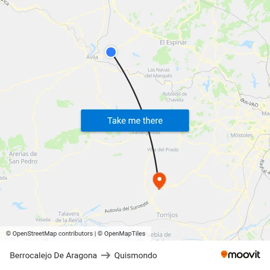 Berrocalejo De Aragona to Quismondo map