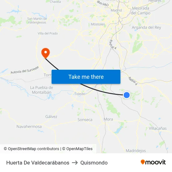 Huerta De Valdecarábanos to Quismondo map
