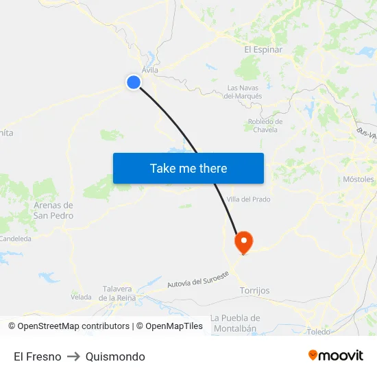 El Fresno to Quismondo map