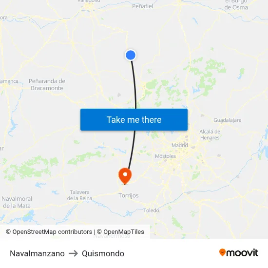 Navalmanzano to Quismondo map