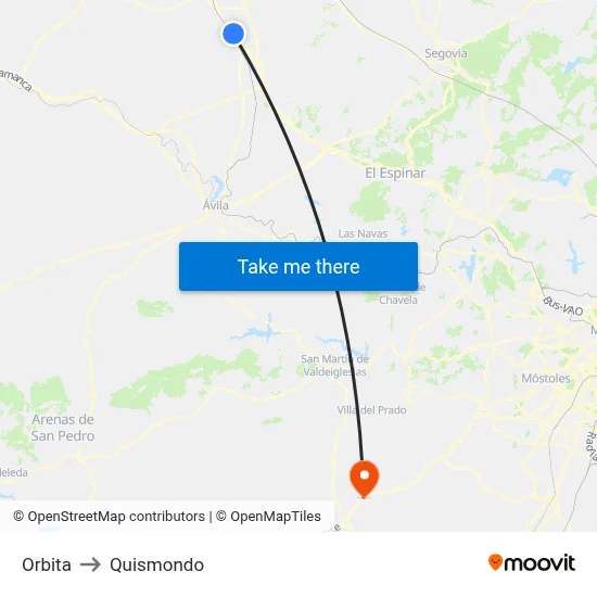 Orbita to Quismondo map