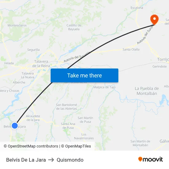 Belvís De La Jara to Quismondo map