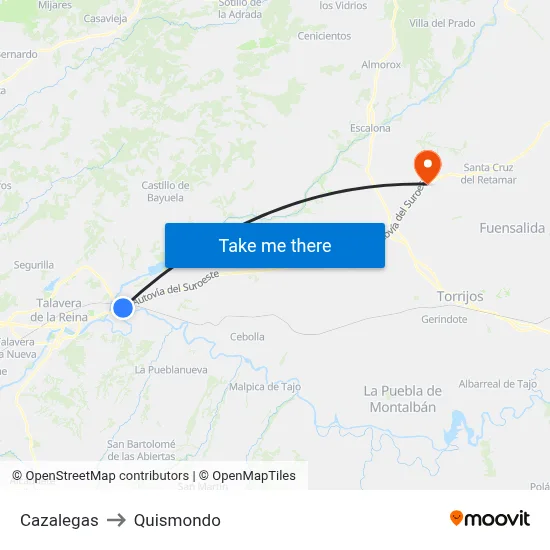 Cazalegas to Quismondo map