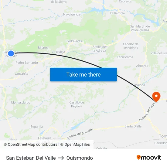 San Esteban Del Valle to Quismondo map