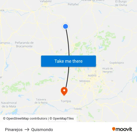 Pinarejos to Quismondo map