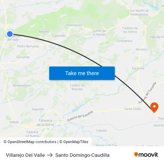 Villarejo Del Valle to Santo Domingo-Caudilla map