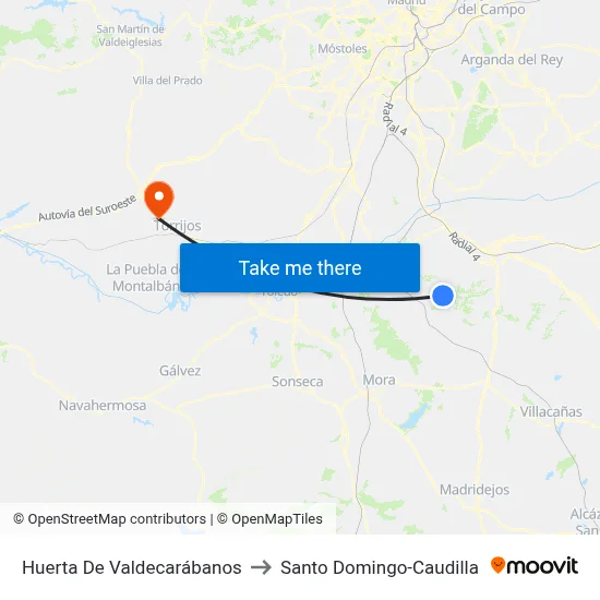 Huerta De Valdecarábanos to Santo Domingo-Caudilla map