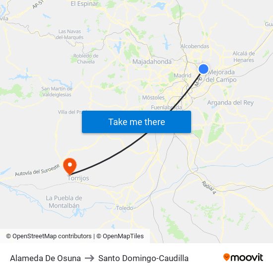 Alameda De Osuna to Santo Domingo-Caudilla map