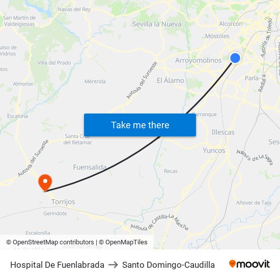 Hospital De Fuenlabrada to Santo Domingo-Caudilla map