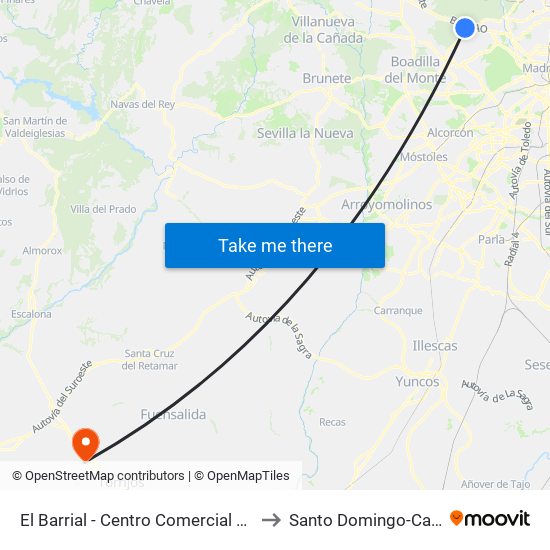 El Barrial - Centro Comercial Pozuelo to Santo Domingo-Caudilla map