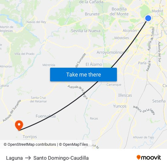 Laguna to Santo Domingo-Caudilla map