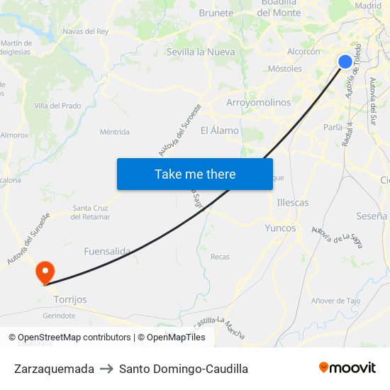 Zarzaquemada to Santo Domingo-Caudilla map