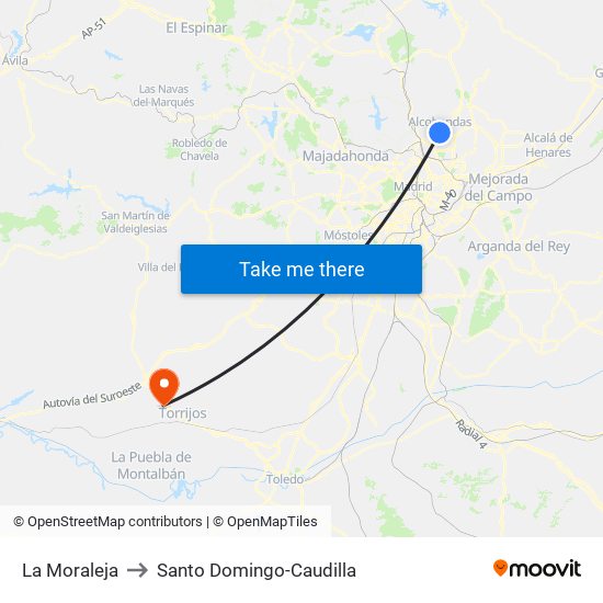 La Moraleja to Santo Domingo-Caudilla map