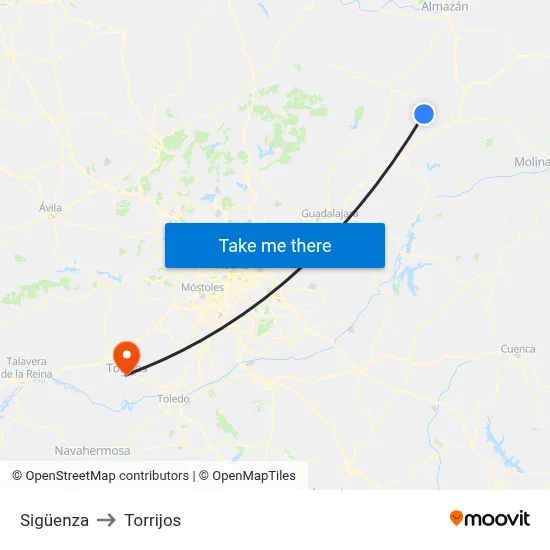 Sigüenza to Torrijos map