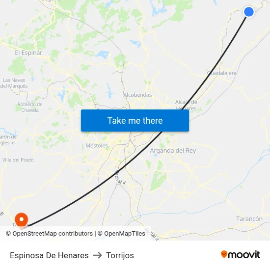 Espinosa De Henares to Torrijos map