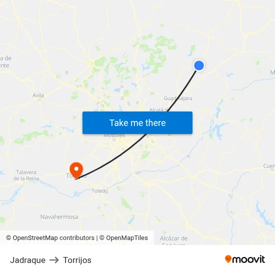 Jadraque to Torrijos map