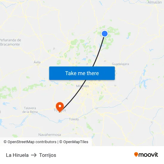 La Hiruela to Torrijos map