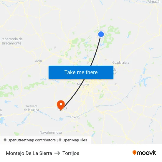 Montejo De La Sierra to Torrijos map