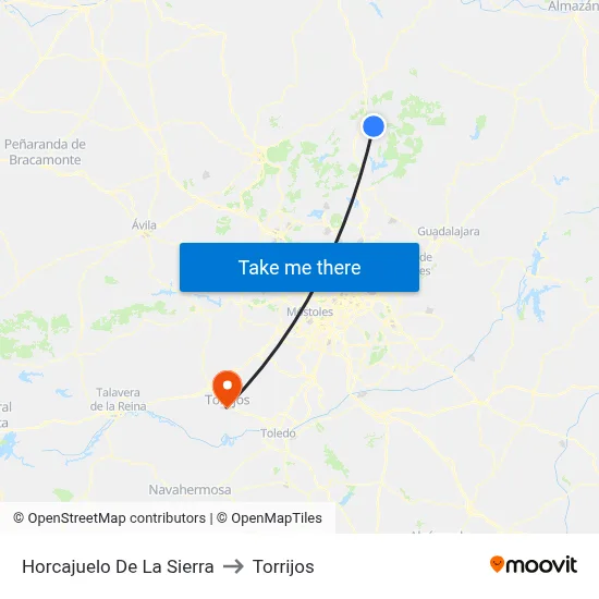Horcajuelo De La Sierra to Torrijos map
