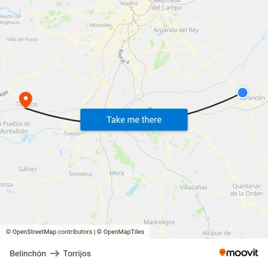 Belinchón to Torrijos map