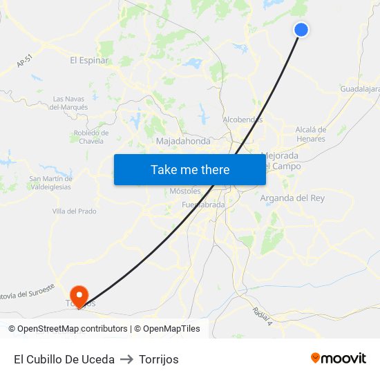 El Cubillo De Uceda to Torrijos map