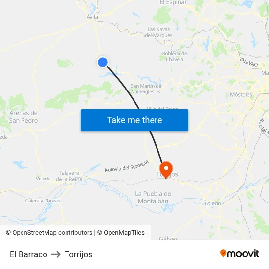 El Barraco to Torrijos map