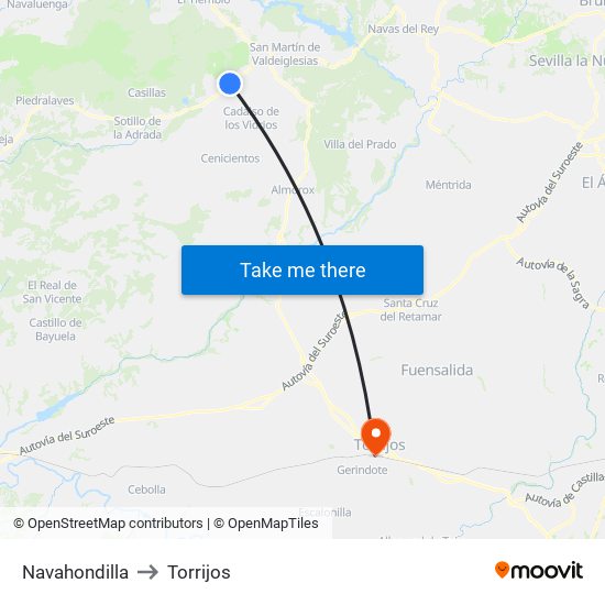 Navahondilla to Torrijos map