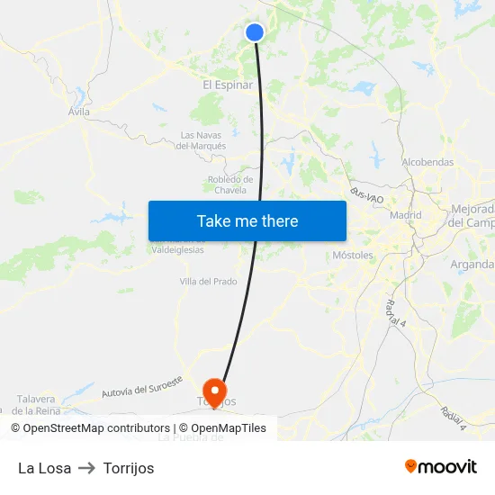 La Losa to Torrijos map
