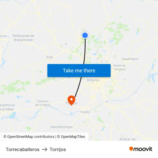 Torrecaballeros to Torrijos map