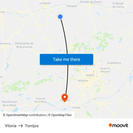 Viloria to Torrijos map