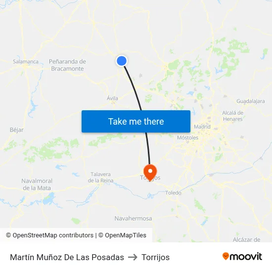 Martín Muñoz De Las Posadas to Torrijos map