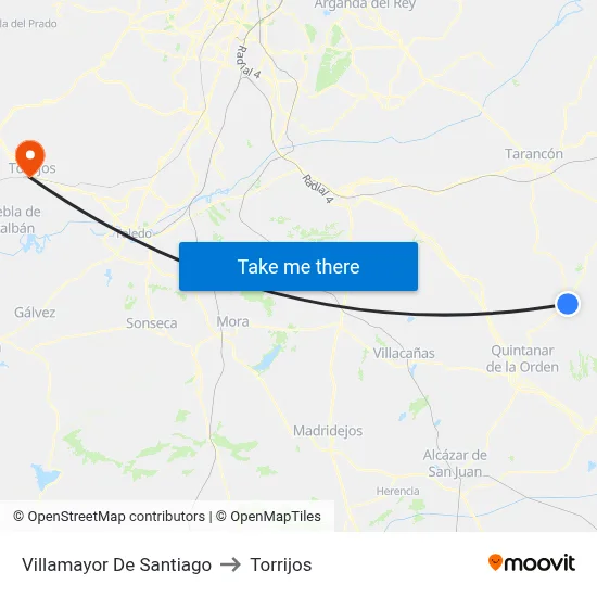Villamayor De Santiago to Torrijos map