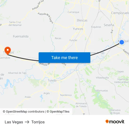 Las Vegas to Torrijos map